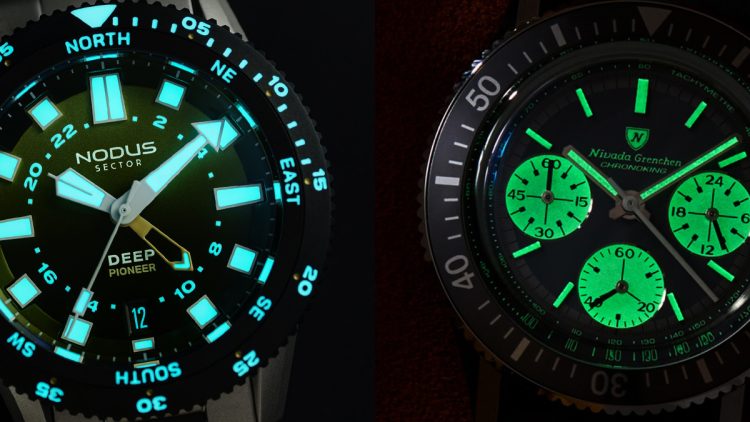 腕時計 夜光 グリーン ブルー スーパールミノバ 比較